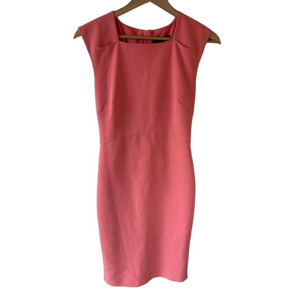 Banana Republic size 2 salmon pink square neck sheath dress knee length career